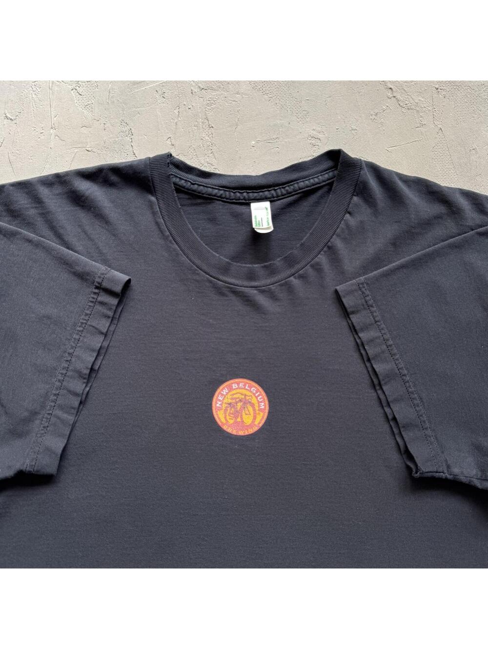 Vintage 2000s New Belgium Fat Tire Brewing Faded Black Beer T Shirt